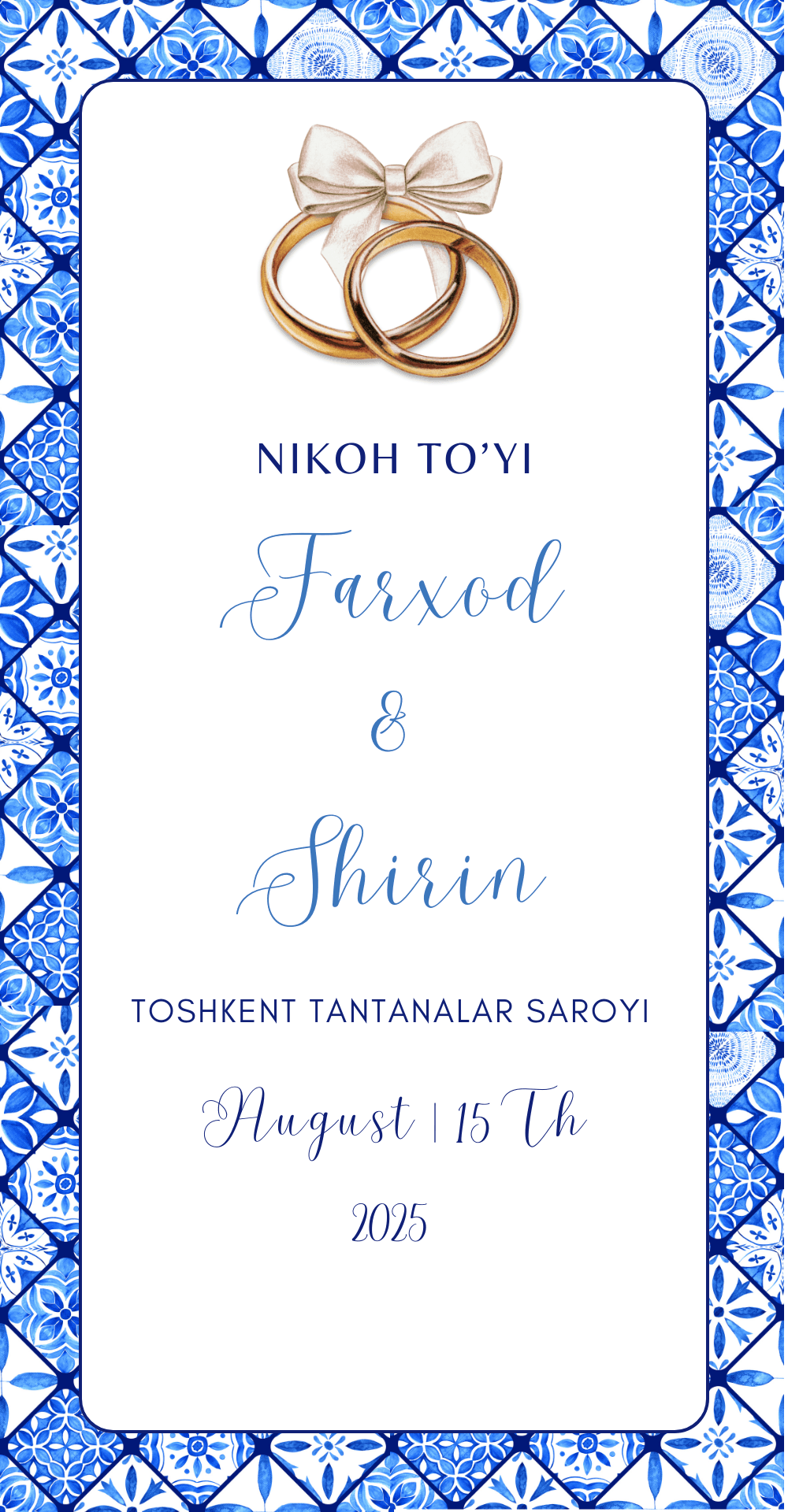 Ko‘k Naqshli To‘y Kartasi