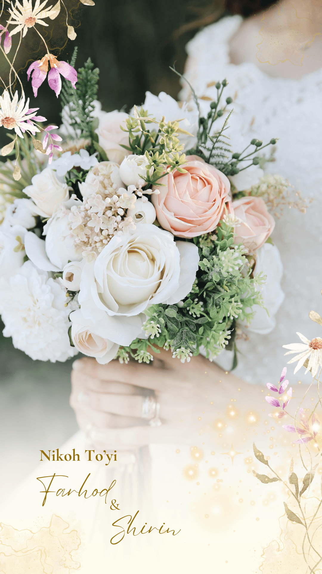 Buketli Romantik Taklifnoma