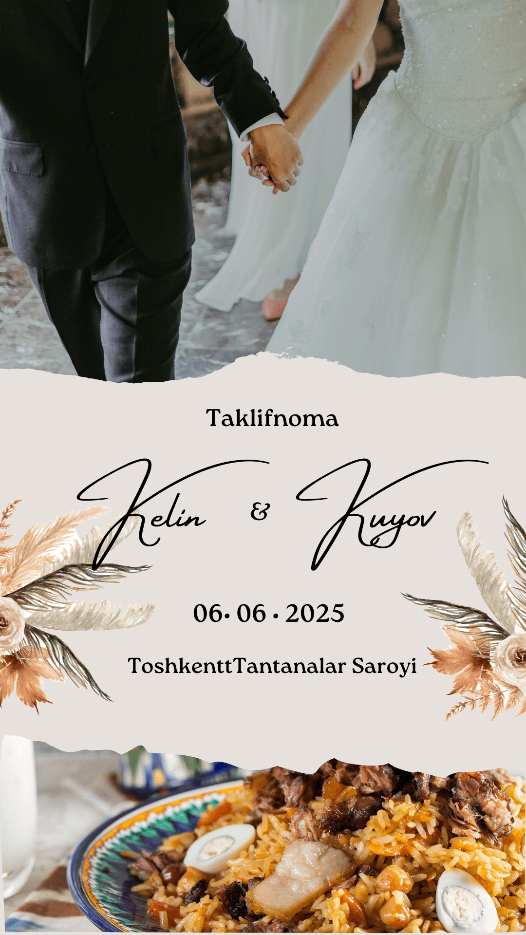 Gul Bargli Romantik Taklifnoma